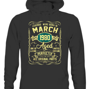 Legends Were Born In March 1980 42Th Birthday 42 Year Old T Shirt CAUH black front.jpg