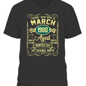 Legends Were Born In March 1980 42Th Birthday 42 Year Old T Shirt CAVN black front.jpg