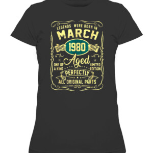 Legends Were Born In March 1980 42Th Birthday 42 Year Old T Shirt CAWTS black front.jpg