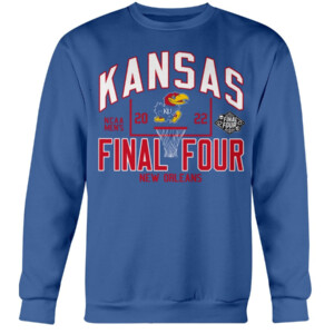 KANSAS FINAL FOUR SHIRT Kansas Jayhawks 2022 NCAA Men's Basketball Tournament March Madness Final Four Crewneck