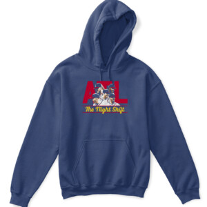 THE NIGHT SHIFT 2022 SHIRT Kenley Jansen, Tyler Matzek, A.J. Minter, Luke Jackson, Will Smith, Atlanta Braves APKH navy front.jpg