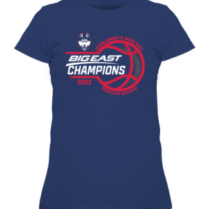 UCONN HUSKIES BEC WBB CONFERENCE CHAMPIONS SHIRT UConn Women's Basketball, 2022 Big East Tournament Champions, Connecticut Huskies CAWTS navy front.jpg