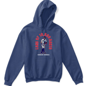 LAND OF 10,000 RAKES SHIRT Carlos Correa, Minnesota Twins APKH navy front.jpg