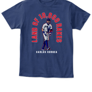 LAND OF 10,000 RAKES SHIRT Carlos Correa, Minnesota Twins APKT navy front.jpg