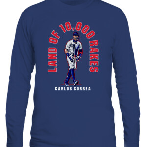 LAND OF 10,000 RAKES SHIRT Carlos Correa, Minnesota Twins CALS navy front.jpg