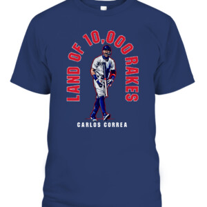 LAND OF 10,000 RAKES SHIRT Carlos Correa, Minnesota Twins CAPT navy front.jpg