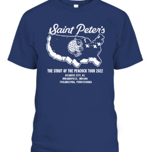 STRUT OF THE PEACOCK SHIRT #StrutUp, Saint Peter's Peacocks CAPT navy front.jpg