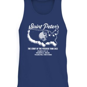 STRUT OF THE PEACOCK SHIRT #StrutUp, Saint Peter's Peacocks CATT navy front.jpg
