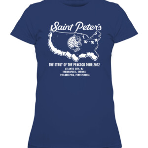 STRUT OF THE PEACOCK SHIRT #StrutUp, Saint Peter's Peacocks CAWTS navy front.jpg