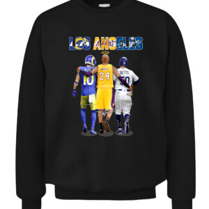 Los Angeles Sports Teams Signatures Shirt Cooper Kupp, Kobe Bryant And Mookie Betts, Los Angeles Lakers, Rams, Dodgers CACS black front 1.jpg