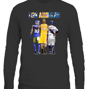 Los Angeles Sports Teams Signatures Shirt Cooper Kupp, Kobe Bryant And Mookie Betts, Los Angeles Lakers, Rams, Dodgers CALS black front 1.jpg