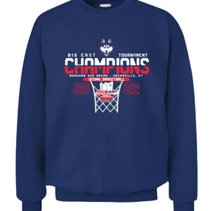 Uconn Womens Basketball 2022 Big East Tournament Champions Shirt UConn Women's Basketball, 2022 Big East Tournament Champions, Connecticut Huskies CACS navy front.jpg