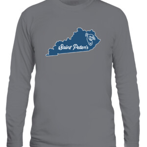 STATE OF SAINT PETER'S SHIRT #StrutUp, Saint Peter's Peacocks CALS graphite heather front.jpg