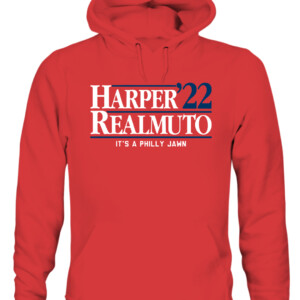 HARPER REALMUTO '22 SHIRT Bryce Harper, J.T. Realmuto, Philadelphia Phillies CAUH red front.jpg