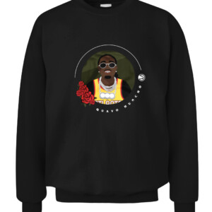 QUAVO HUNCHO SHIRT Gwinnett native, rap star, Atlanta Hawks CACS black front.jpg