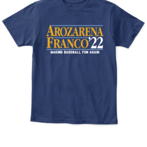 AROZARENA FRANCO '22 SHIRT Randy Arozarena, Wander Franco, Tampa Bay Rays APKT navy front.jpg