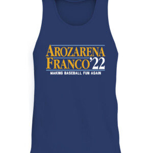 AROZARENA FRANCO '22 SHIRT Randy Arozarena, Wander Franco, Tampa Bay Rays CATT navy front.jpg