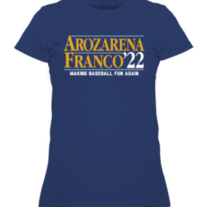 AROZARENA FRANCO '22 SHIRT Randy Arozarena, Wander Franco, Tampa Bay Rays CAWTS navy front.jpg