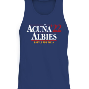 ACUÑA ALBIES '22 SHIRT Ronald Acuña Jr, Ozzie Albies, Atlanta Braves CATT navy front.jpg