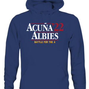 ACUÑA ALBIES '22 SHIRT Ronald Acuña Jr, Ozzie Albies, Atlanta Braves CAUH navy front.jpg