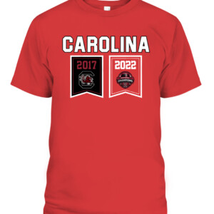 CHAMPIONSHIP BANNERS 2017 2022 SHIRT 2022 NCAA Women's Basketball National Champions, South Carolina Gamecocks CAPT red front.jpg