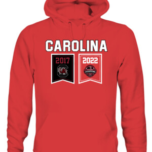CHAMPIONSHIP BANNERS 2017 2022 SHIRT 2022 NCAA Women's Basketball National Champions, South Carolina Gamecocks CAUH red front.jpg
