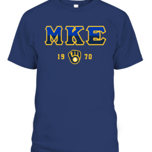 MKE SINCE 1970 SHIRT Brewers MKE, Milwaukee Brewers CAPT navy front.jpg
