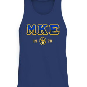 MKE SINCE 1970 SHIRT Brewers MKE, Milwaukee Brewers CATT navy front.jpg