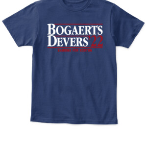 BOGAERTS DEVERS '22 SHIRT Xander Bogaerts, Rafael Devers, Boston Red Sox APKT navy front.jpg
