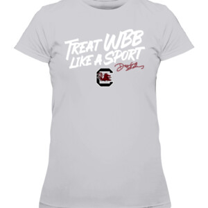 TREAT WBB LIKE A SPORT SHIRT DAWN STALEY, South Carolina Gamecocks CAWTS heather grey front.jpg