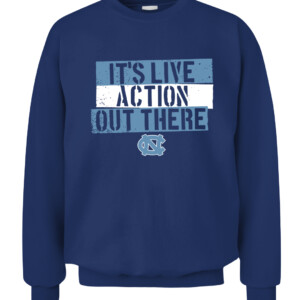 IT'S LIVE ACTION OUT THERE! SHIRT North Carolina Tar Heels CACS navy front.jpg