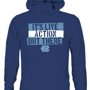 IT'S LIVE ACTION OUT THERE! SHIRT North Carolina Tar Heels CAUH navy front.jpg