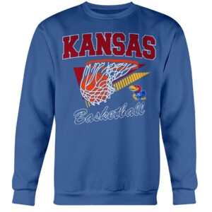 KANSAS BASKETBALL SHIRT Retro Kansas Basketball, Kansas Jayhawks Crewneck