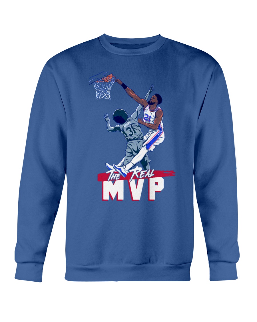 THE REAL MVP SHIRT Joel Embiid, Philadelphia 76ers Crewneck THE REAL MVP SHIRT Joel Embiid, Philadelphia 76ers Crewneck