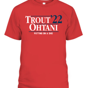 TROUT OHTANI '22 SHIRT Mike Trout, Shohei Ohtani, Los Angeles Angels of Anaheim CAPT red front.jpg