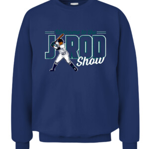 WELCOME TO THE J ROD SHOW SHIRT Julio RodrIguez, Seattle Mariners CACS navy front.jpg