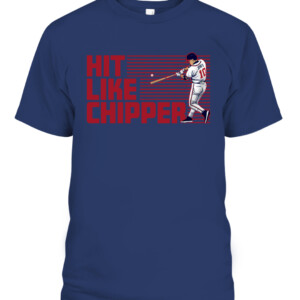 HIT LIKE CHIPPER SHIRT Chipper Jones, Atlanta Braves CAPT navy front.jpg