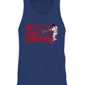 HIT LIKE CHIPPER SHIRT Chipper Jones, Atlanta Braves CATT navy front.jpg