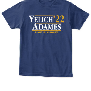 YELICH ADAMES '22 SHIRT Christian Yelich, Willy Adames, Milwaukee Brewers APKT navy front.jpg