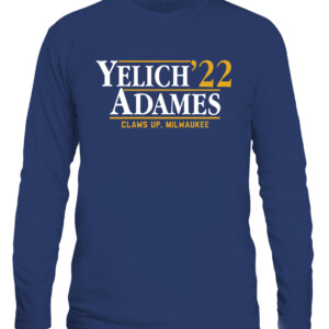 YELICH ADAMES '22 SHIRT Christian Yelich, Willy Adames, Milwaukee Brewers CALS navy front.jpg
