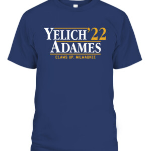 YELICH ADAMES '22 SHIRT Christian Yelich, Willy Adames, Milwaukee Brewers CAPT navy front.jpg