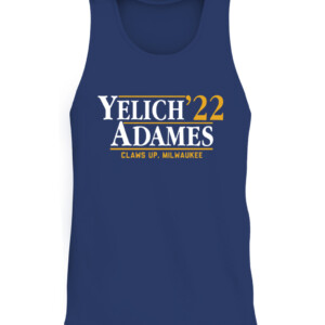 YELICH ADAMES '22 SHIRT Christian Yelich, Willy Adames, Milwaukee Brewers CATT navy front.jpg