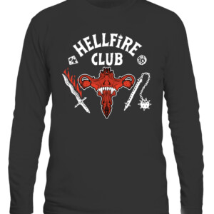 Stranger Things 4 Retro Hellfire Club Pro Choice Skull & Weapons Longsleeve