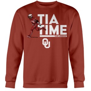 TIA TIME SHIRT Tiare Jennings, Oklahoma Softball, Oklahoma Sooners Crewneck