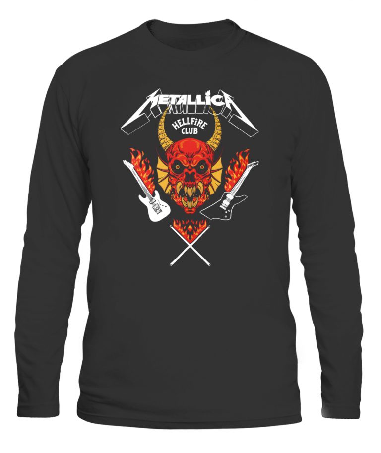 STRANGER THINGS X METALLICA HELLFIRE CLUB BLACK RAGLAN SHIRT Ellieshirt