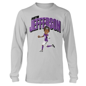 JUSTIN JEFFERSON CARICATURE SHIRT Justin Jefferson, Minnesota Vikings Longsleeve