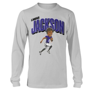 LAMAR JACKSON CARICATURE SHIRT Lamar Jackson, Baltimore Ravens Longsleeve