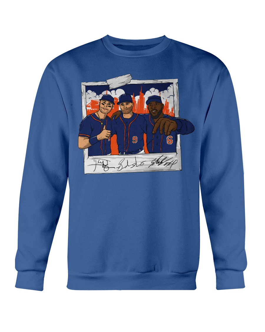 OUTFIELD TRIO SHIRT Brandon Nimmo, Mark Canha, Starling Marte, New York Mets Crewneck OUTFIELD TRIO SHIRT Brandon Nimmo, Mark Canha, Starling Marte, New York Mets Crewneck