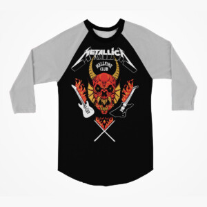 STRANGER THINGS X METALLICA HELLFIRE CLUB BLACK RAGLAN SHIRT