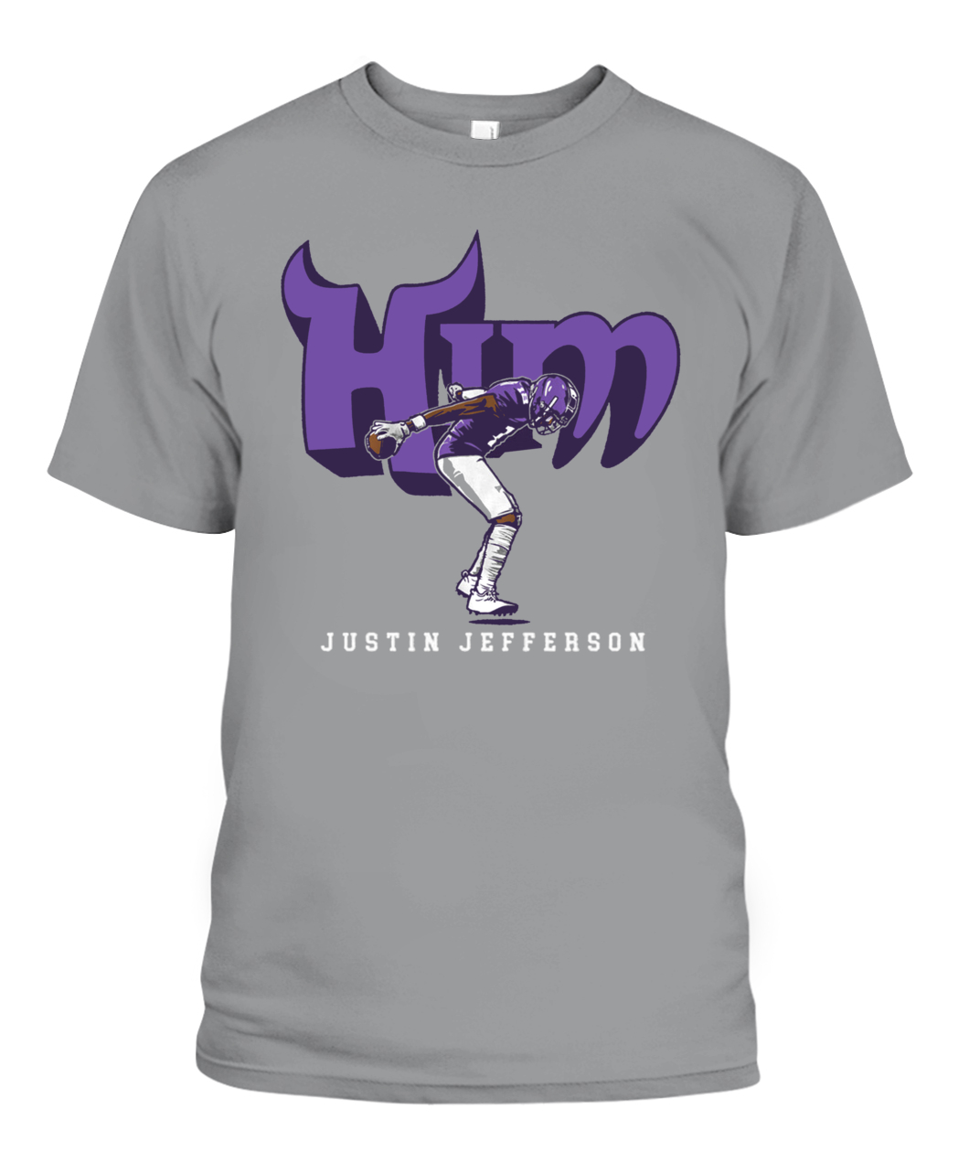 Youth Justin Jefferson Heathered Gray Minnesota Vikings Pixel Player 2.0  T-Shirt